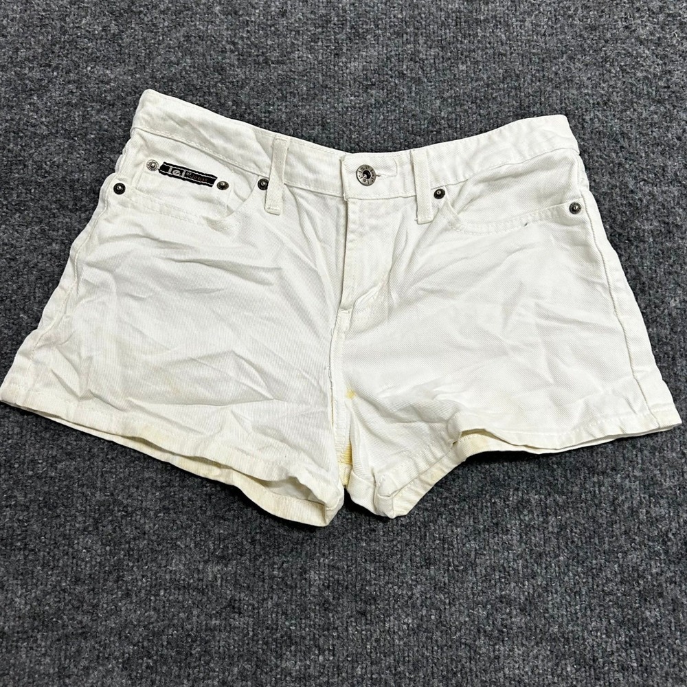 L.E.I. Denim Shorts Womens Size 3 White Cotton Low Rise Y2K Casual Mini Shorts